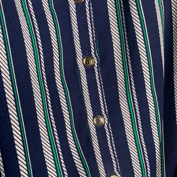 Navy Blue Striped Blouse - Size Small - Picture 3 of 9